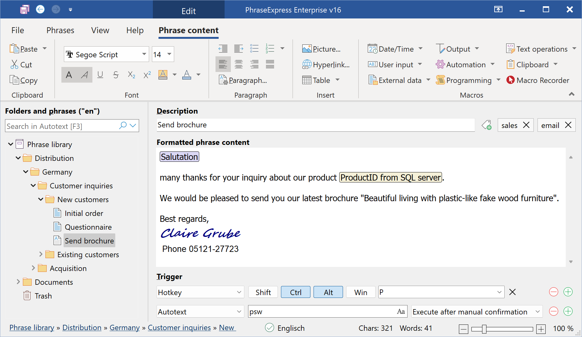 PhraseExpress Text Expander 11.0.133 screenshot