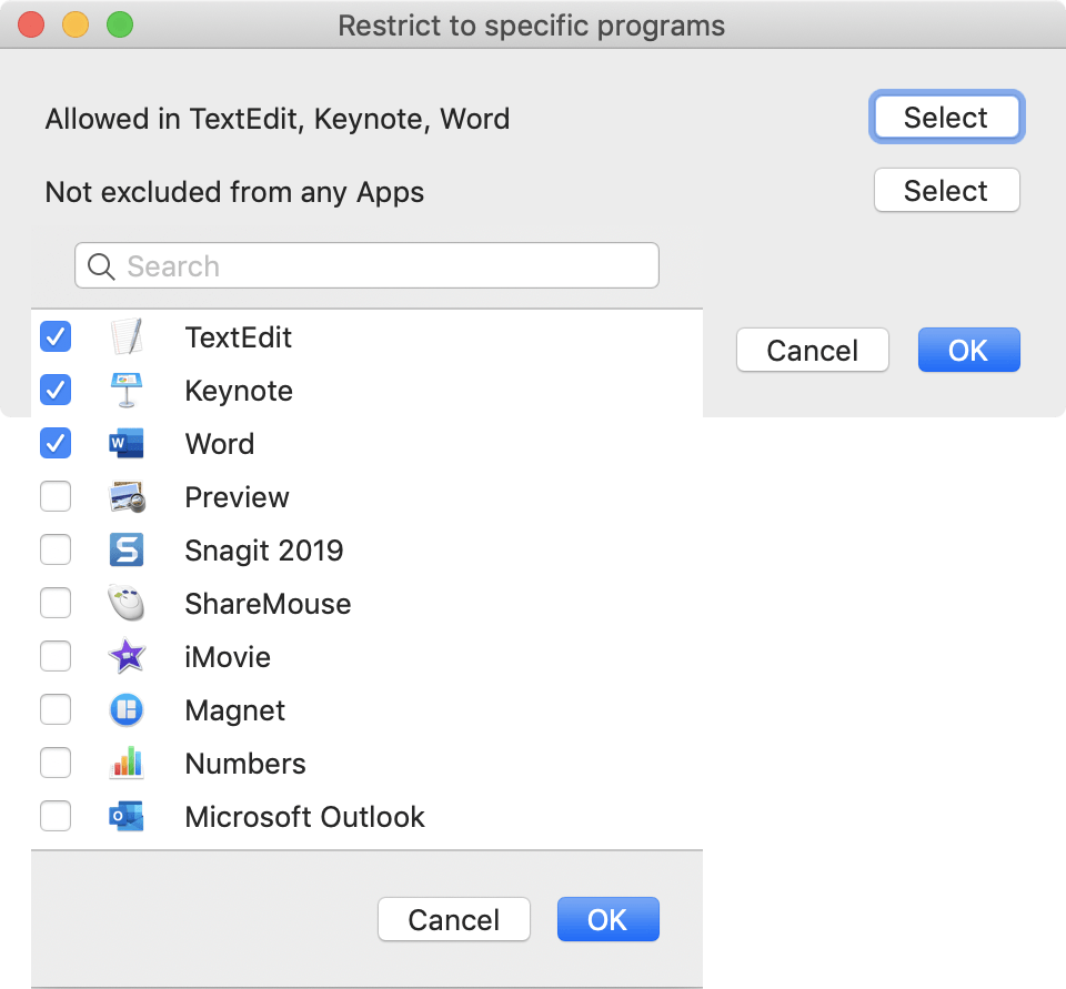 Associate individual phrases to specific target programs, e.g. sales text templates to SalesForce Associate individual phrases to specific target programs, e.g. sales text templates to SalesForce