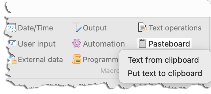 Clipboard macro functions