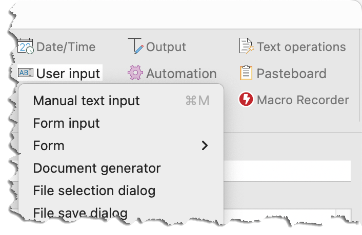 User input macros