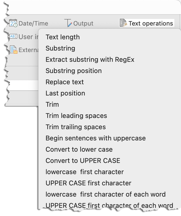 Text string operation macro functions
