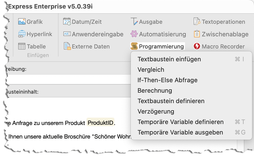 Makrofunktionen zur Programmierung