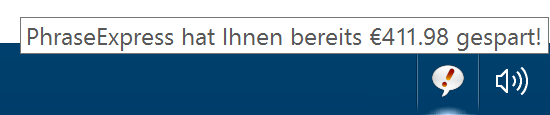 PhraseExpress kann die Geldersparnis durch dessen Nutzung berechnen