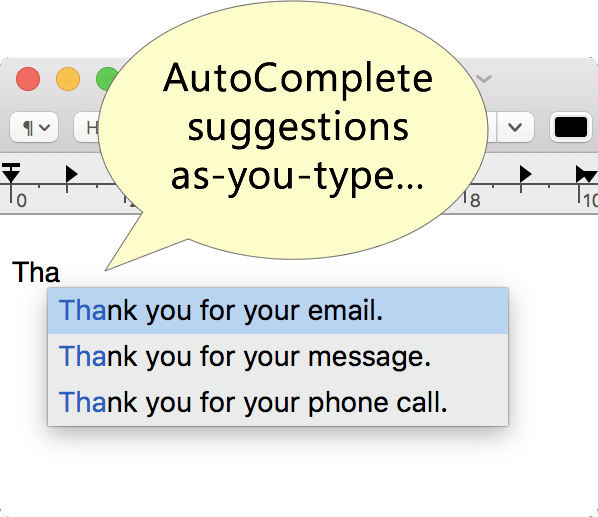 Autocomplete feature screenshot