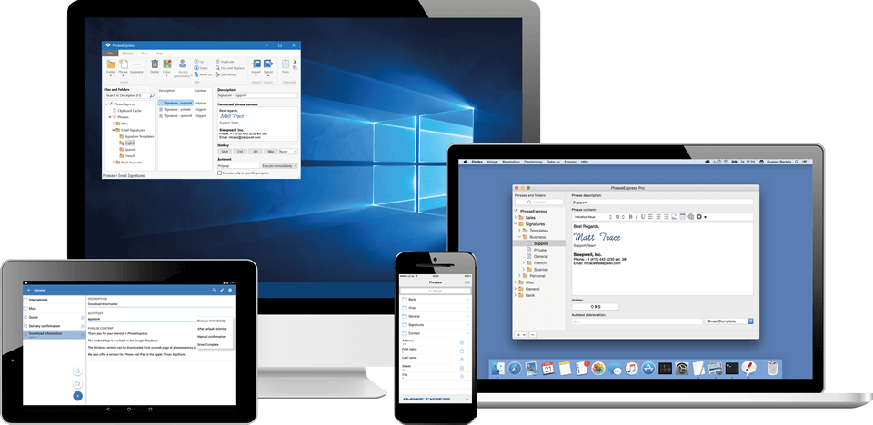 PhraseExpress ist für Windows, Mac und iPhone/iPad verfügbar.