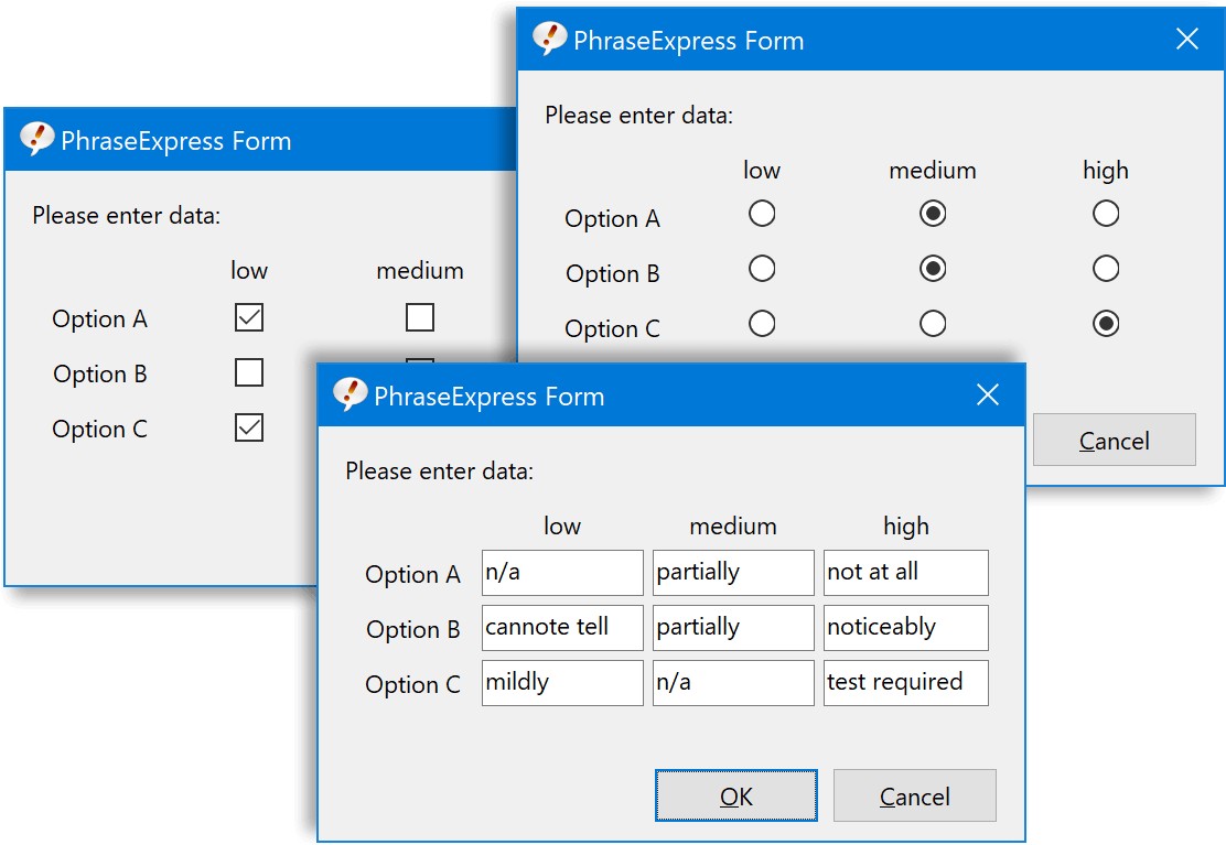 Forms can now prompt for tabular input Forms can now prompt for tabular input