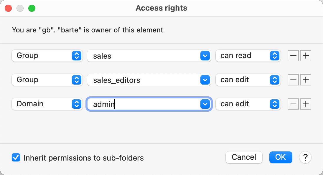 Access to phrase folders can be restricted to specific users, work groups or domains.