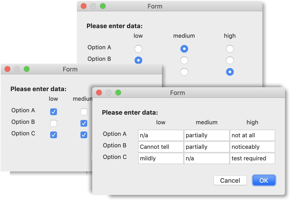 Forms now support grid input controls Forms now support grid input controls