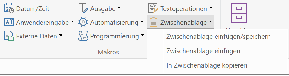 Makrofunktionen für die Zwischenablage Makrofunktionen für die Zwischenablage