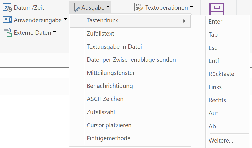 Makrofunktionen zur Tastendrucksimulation