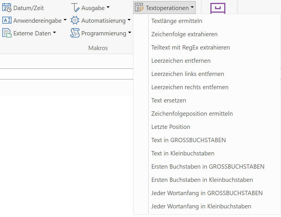 Makrofunktionen für die Textmanipulation