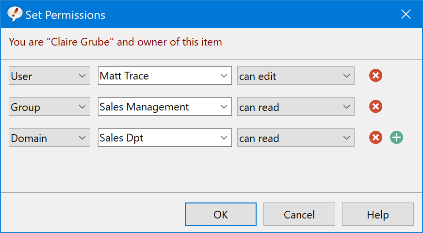 Read and write access to specific phrases can be restricted to users, workgroups and domains