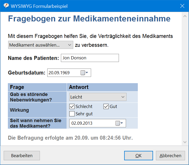 Eingabeelemente lassen sich in WYSIWYG Formularen frei positionieren