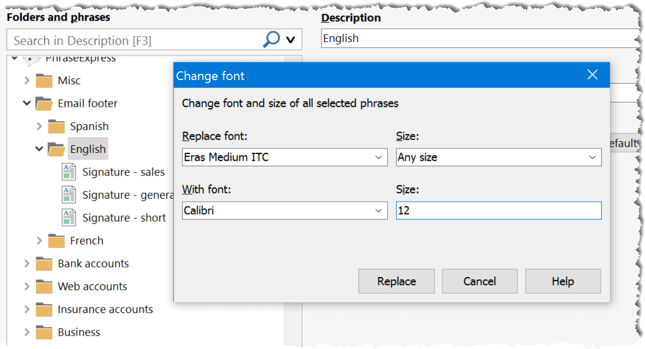 The font (size) of all or specific text templates can be changed in one single action. The font (size) of all or specific text templates can be changed in one single action.