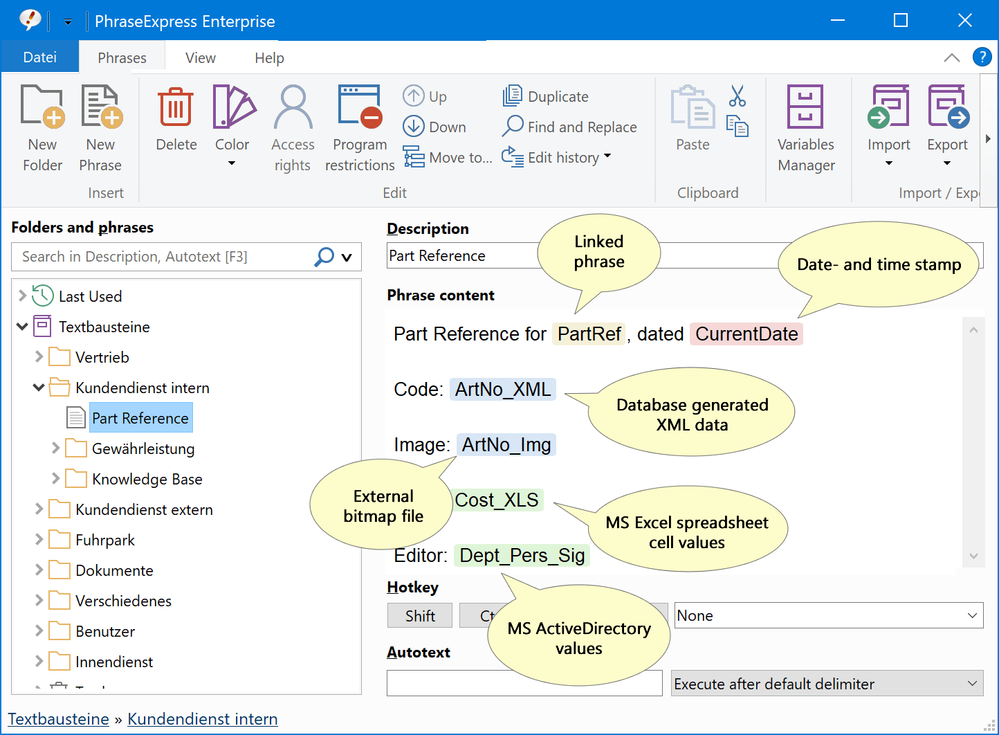 External data from various sources can be embedded into your templates