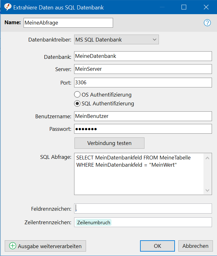 Das Ergebnis einer Datenbankabfragen lässt sich innerhalb eines Textbausteins einbetten.