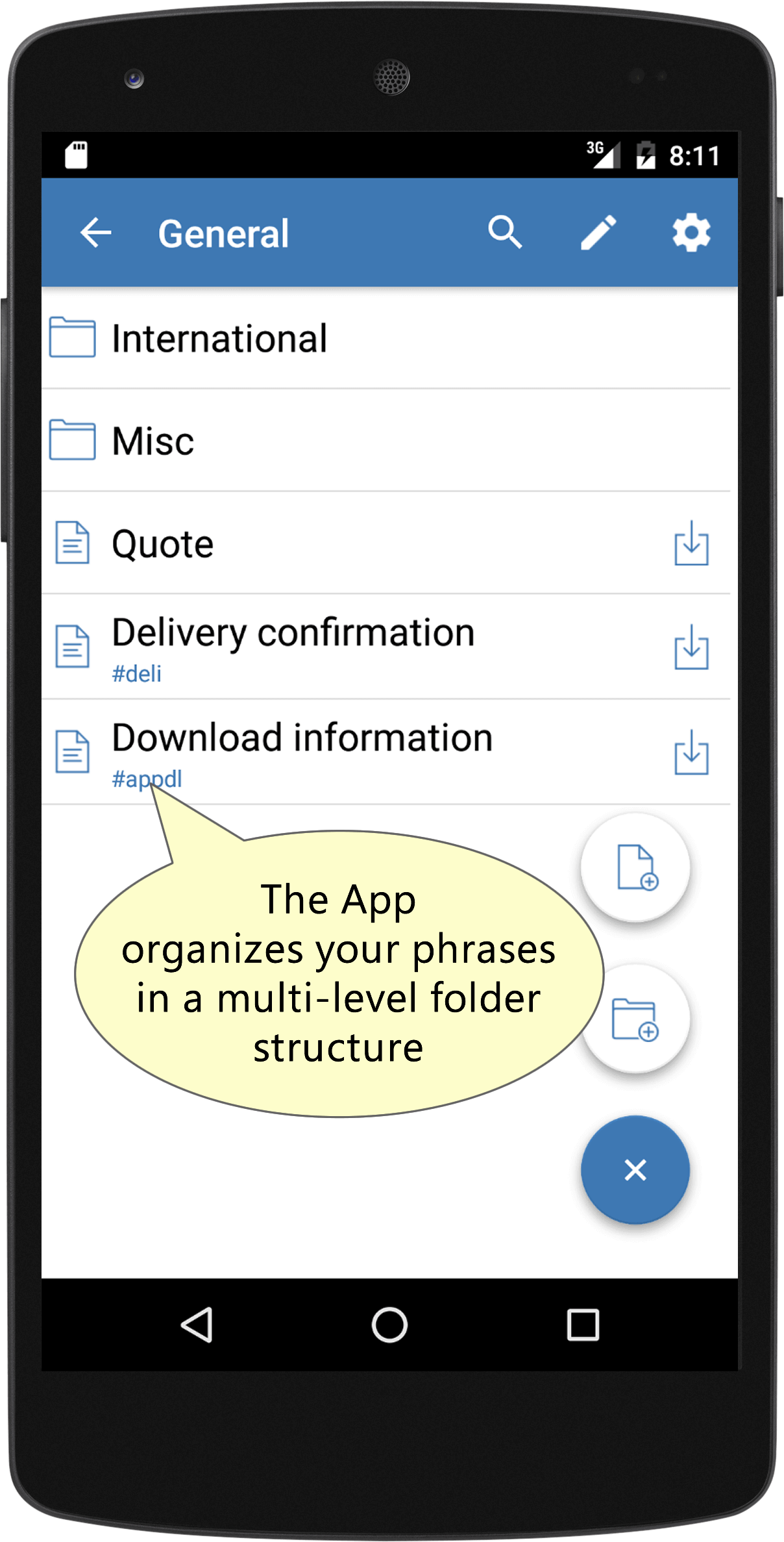 Phrases can be edited in the main App.